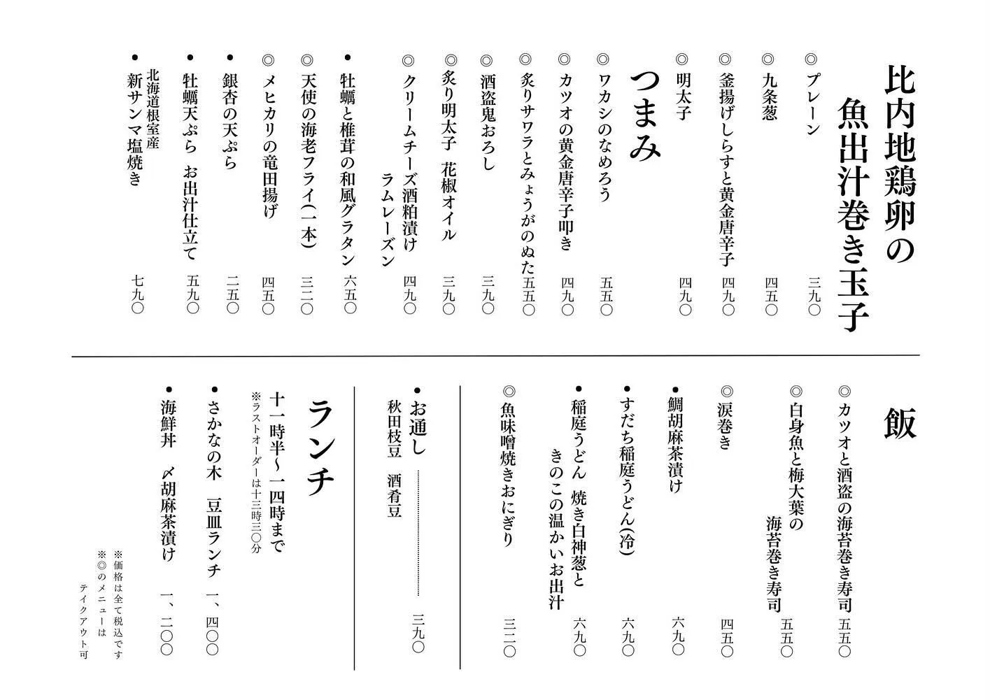 さかなの木、10月3日のメニューです。