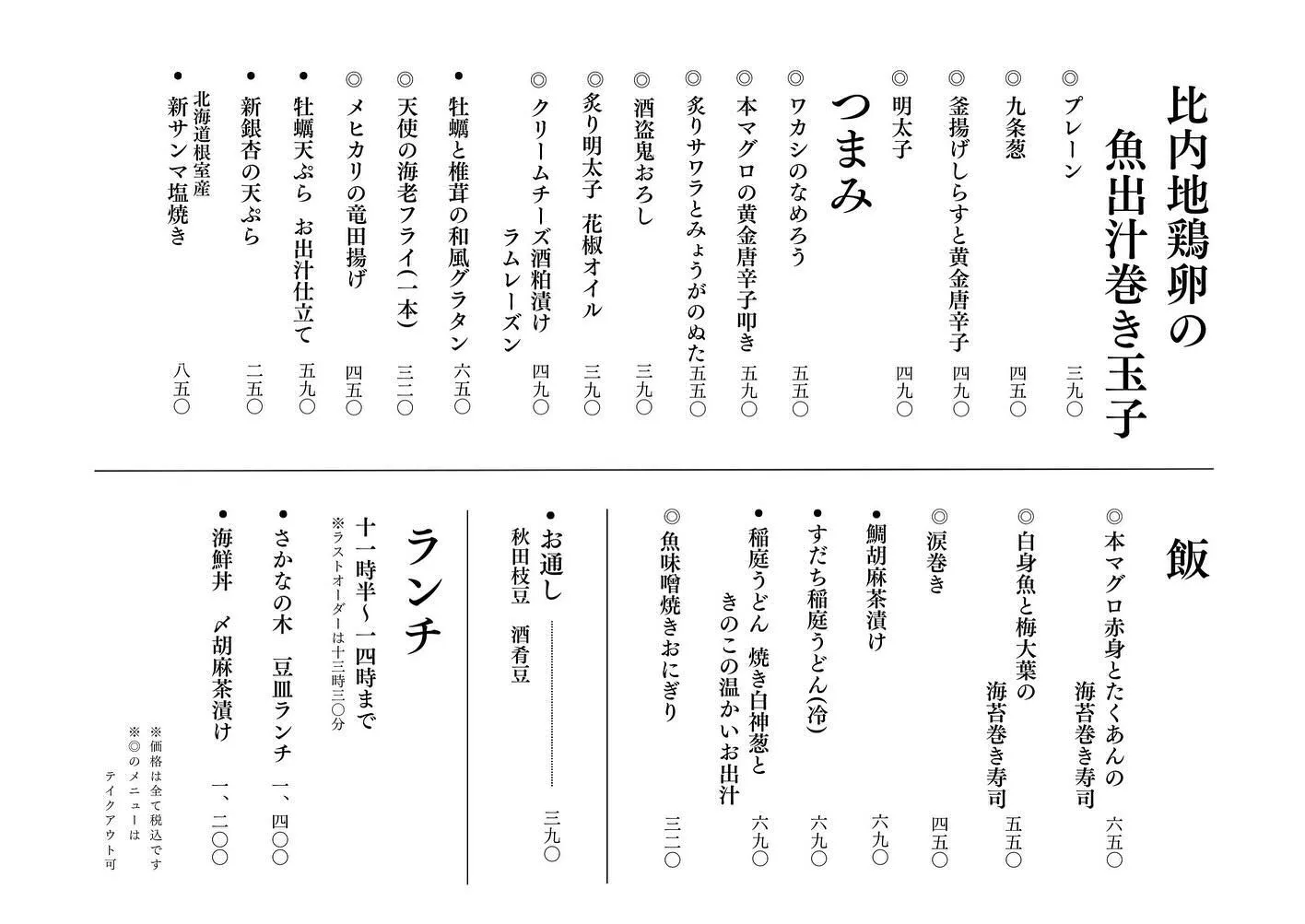 さかなの木、10月4日のメニューです。