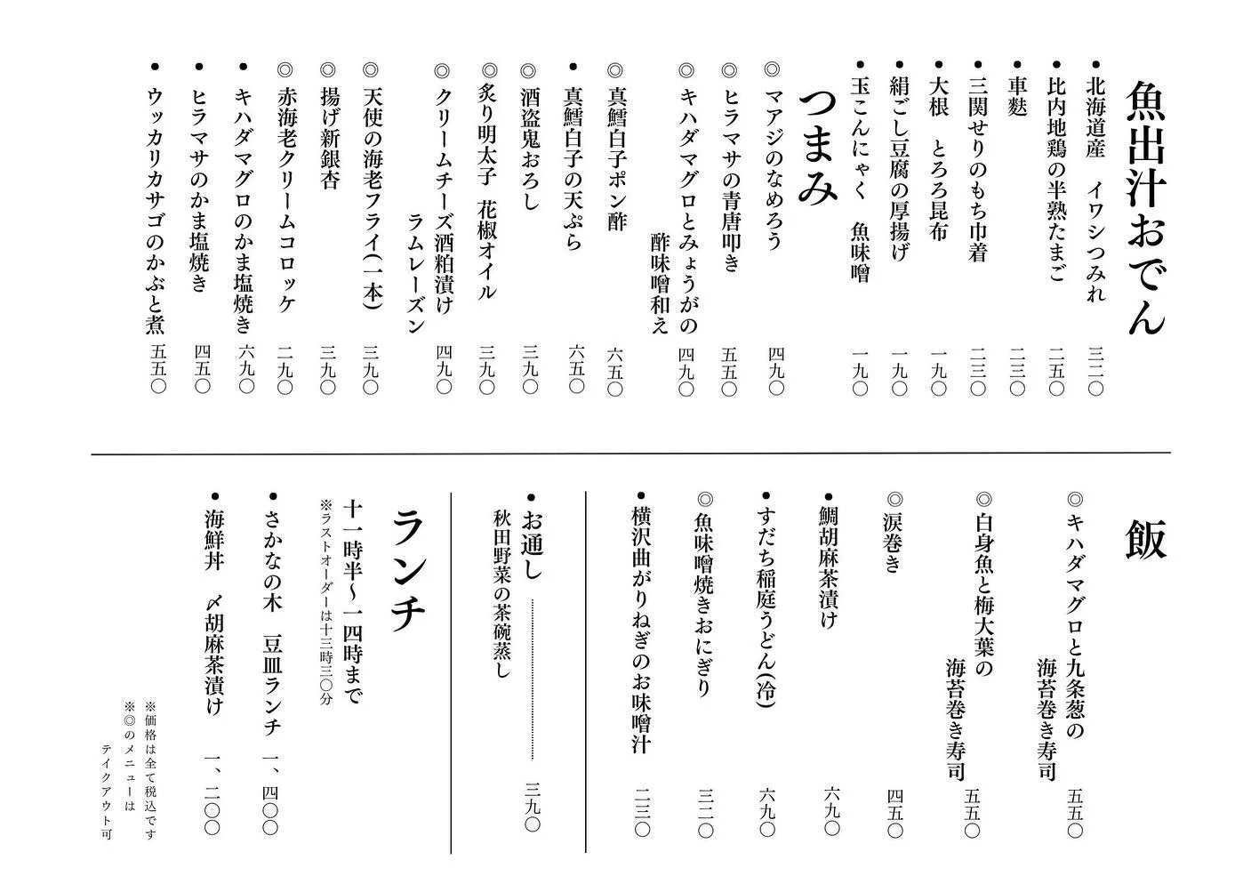 さかなの木、11月13日のメニューです。