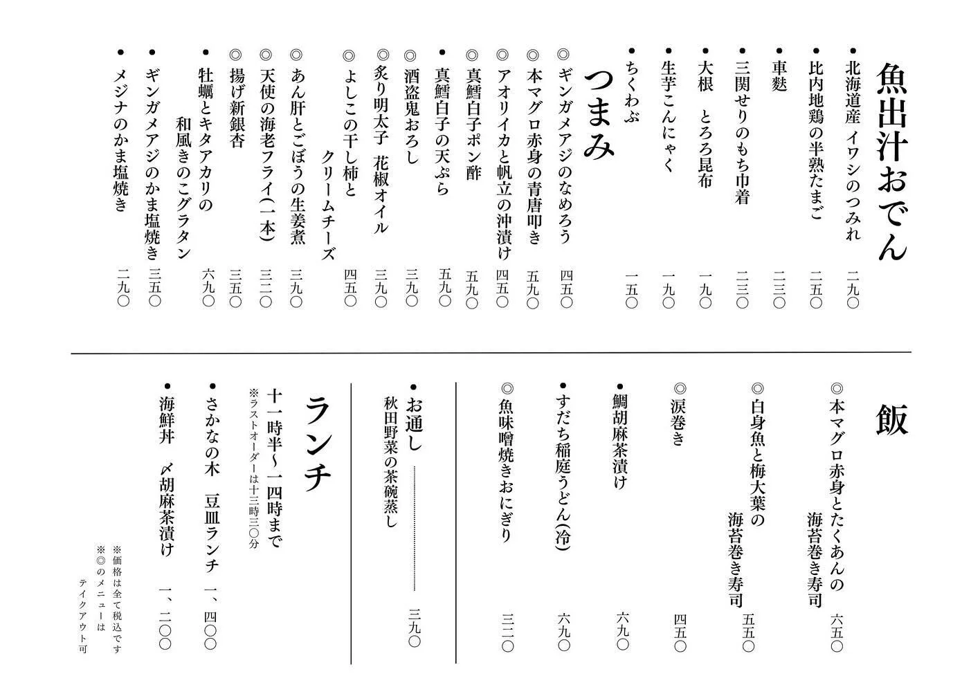 さかなの木、11月29日のメニューです。