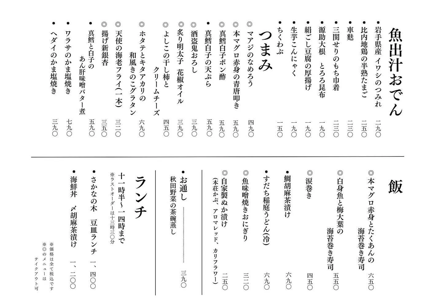 さかなの木、12月6日のメニューです。