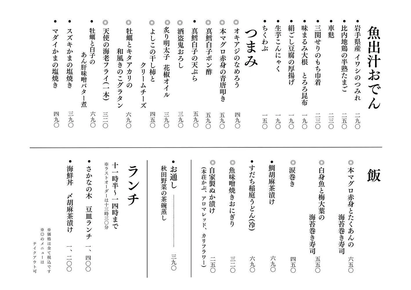 さかなの木、12月11日のメニューです。