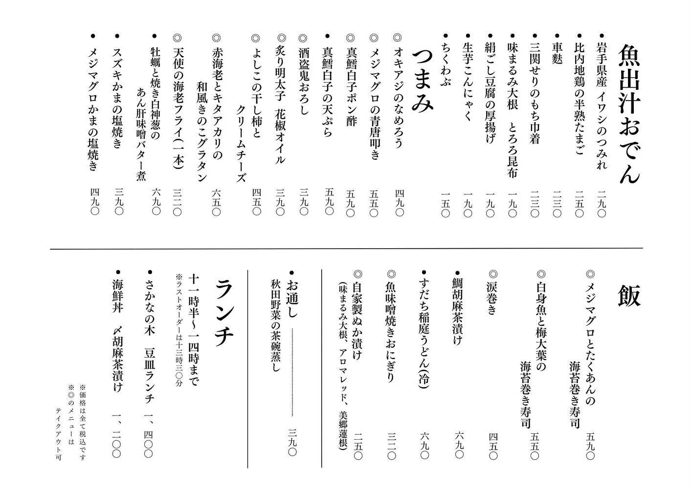 さかなの木、12月12日のメニューです。