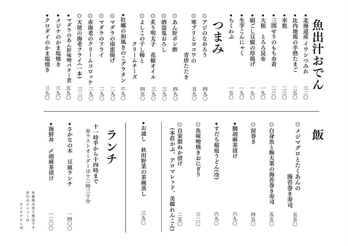 さかなの木、12月20日のメニューです。