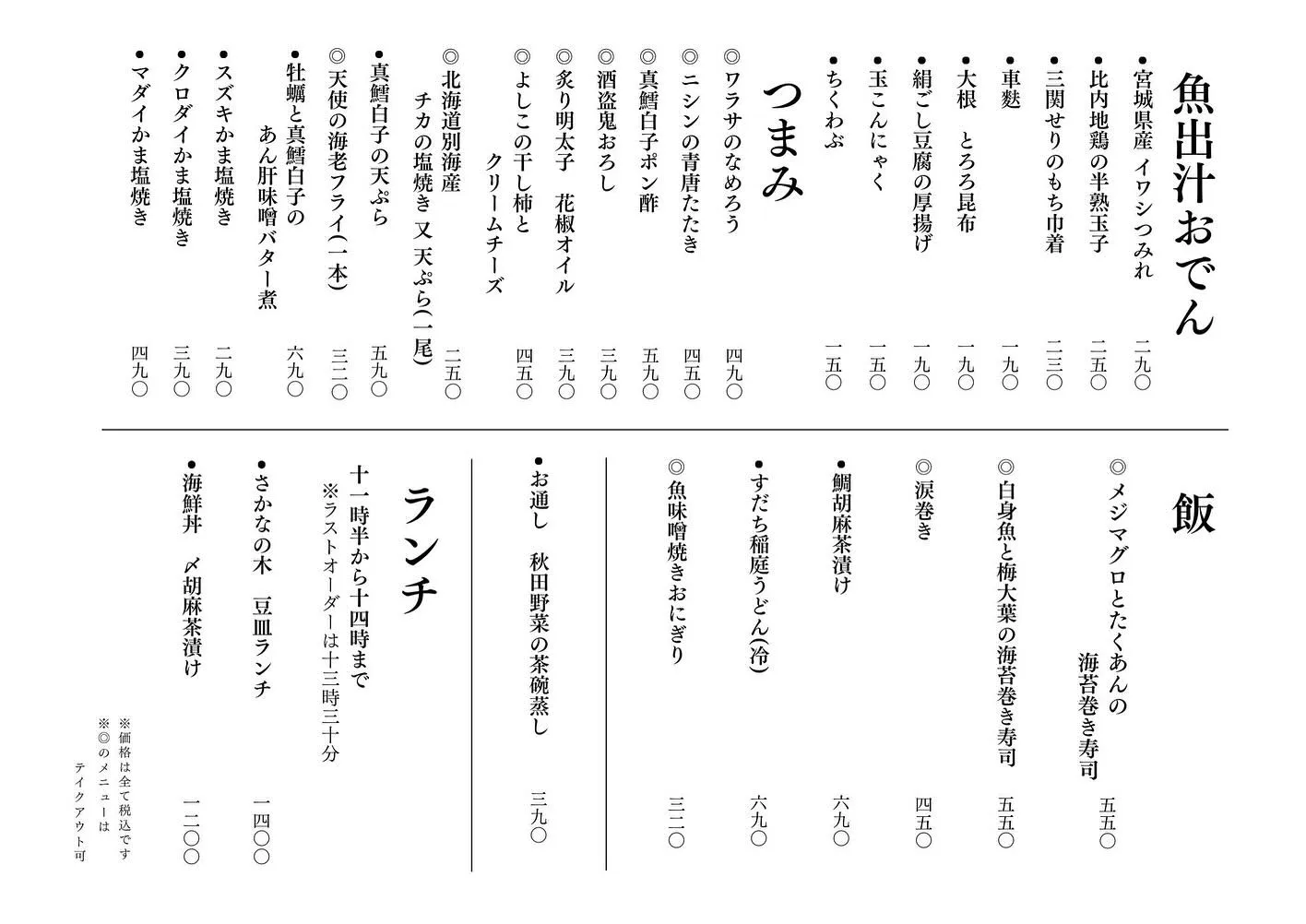 さかなの木、1月30日のメニューのです。