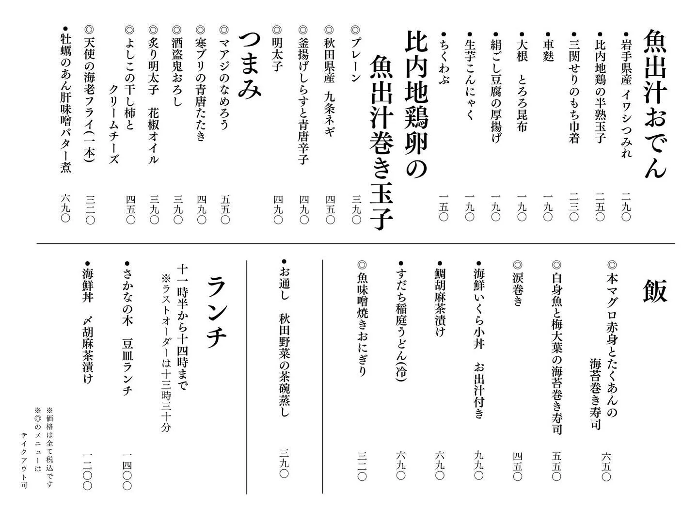 さかなの木、2月12日のメニューです。