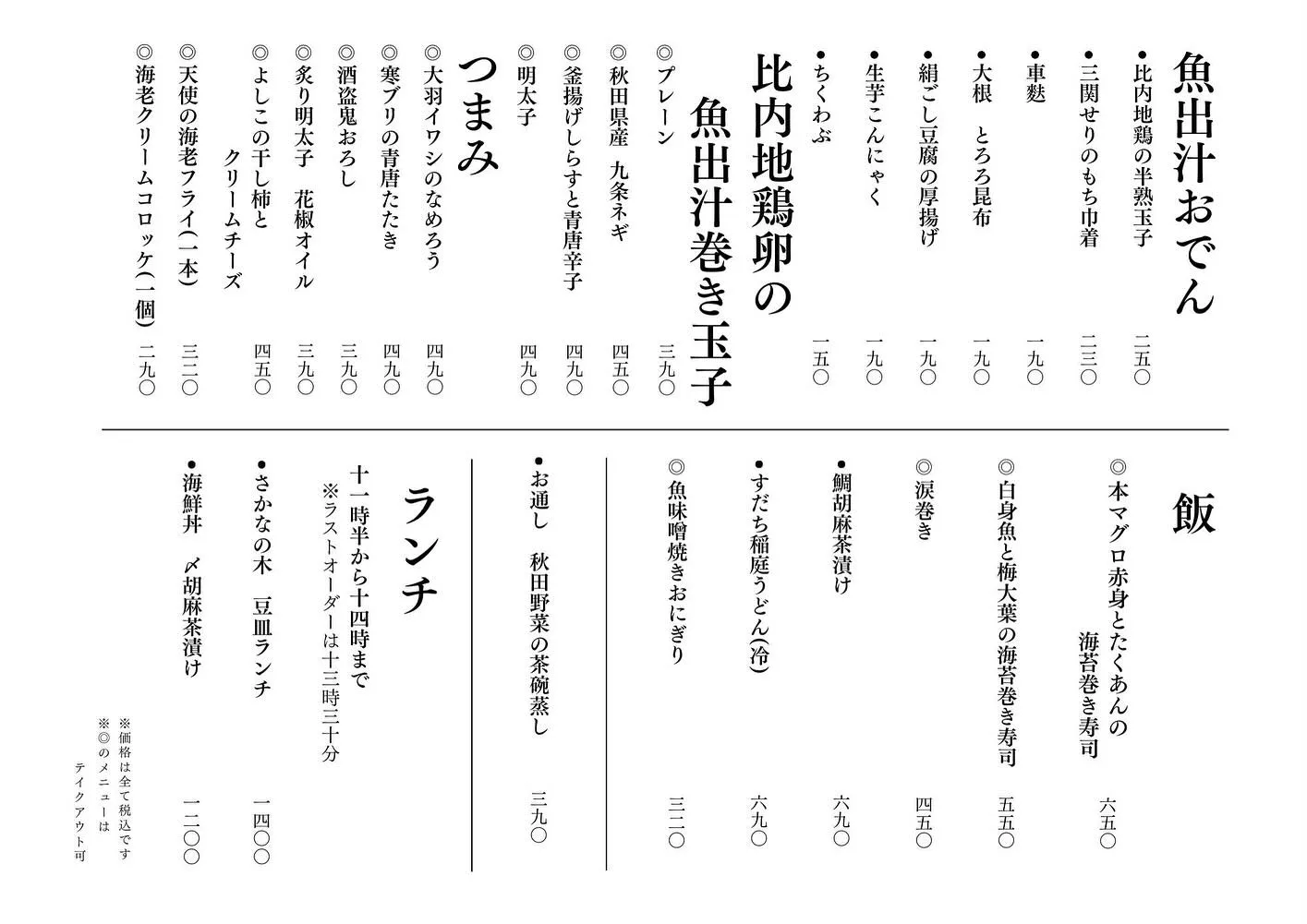 さかなの木、2月15日のメニューです。