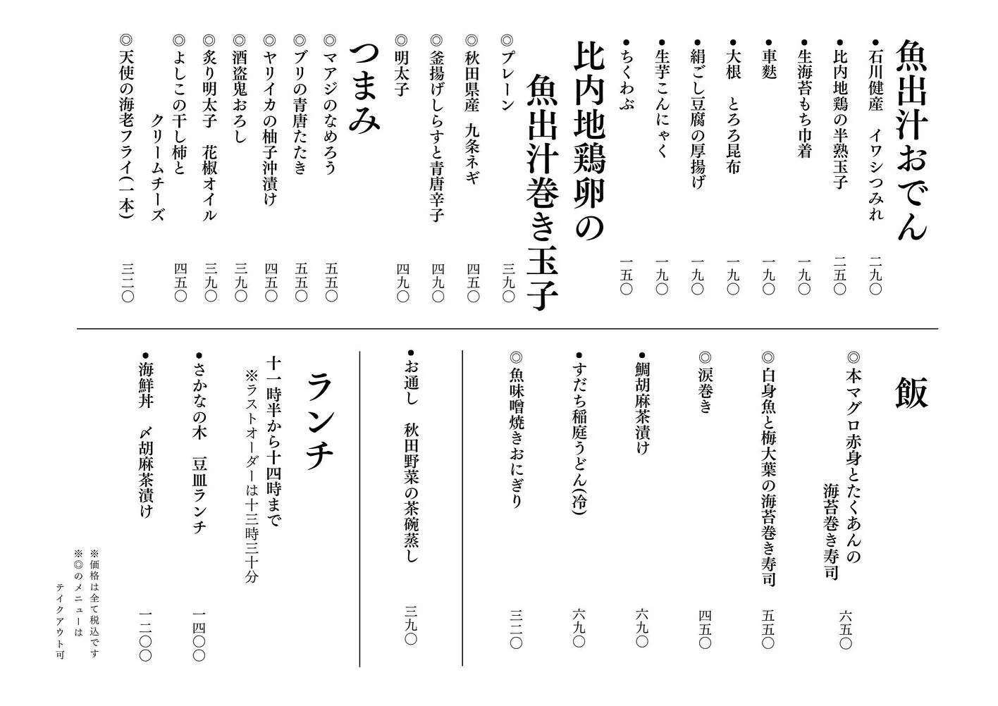 さかなの木、2月20日のメニューです。