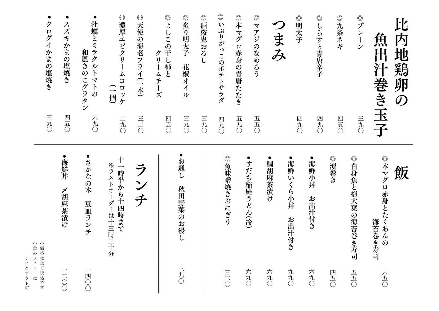 さかなの木、4月16日のメニューです。