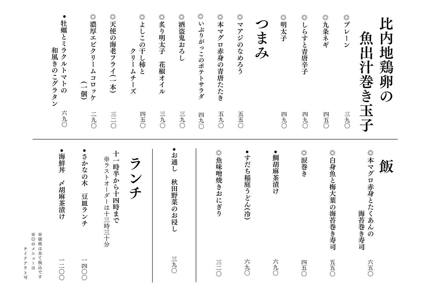 さかなの木、4月17日のメニューです。