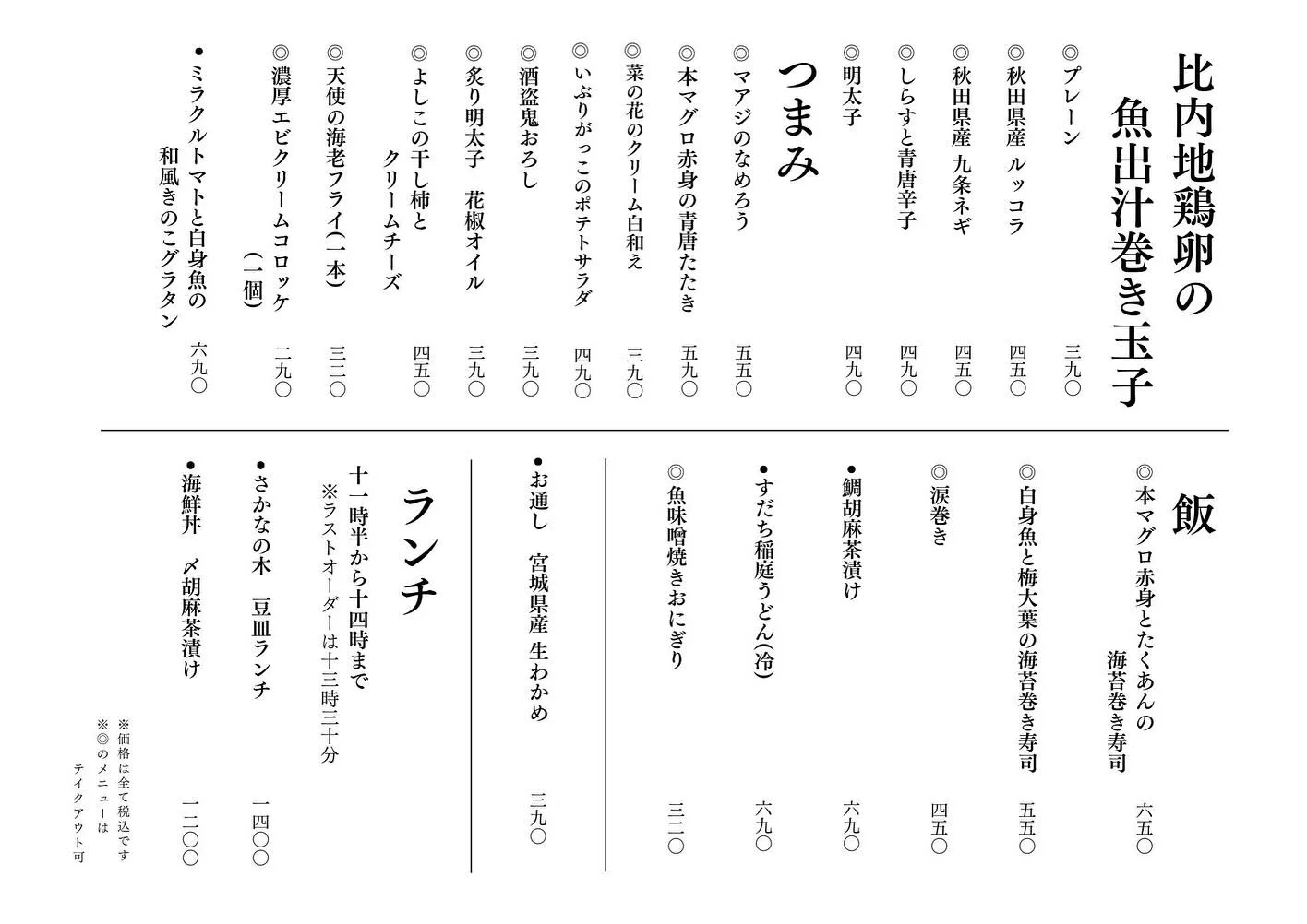 さかなの木、4月18日のメニューです。