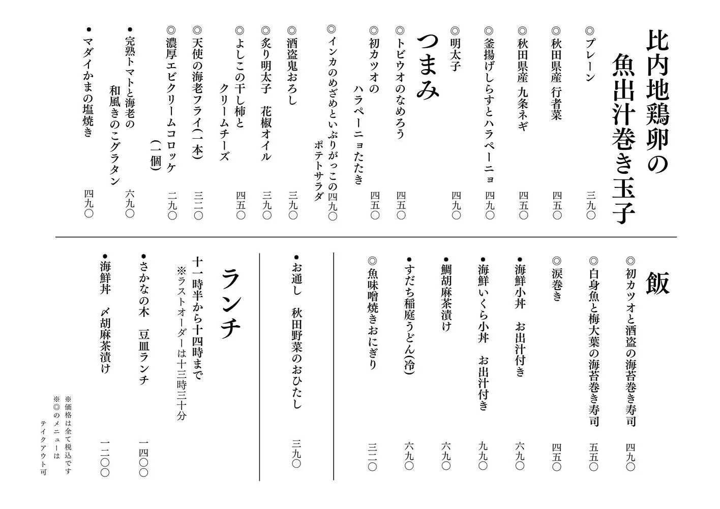 さかなの木、5月7日のメニューです。