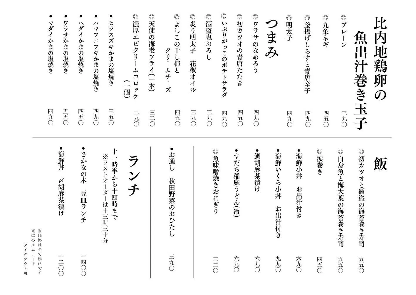 さかなの木、6月9日のメニューです。