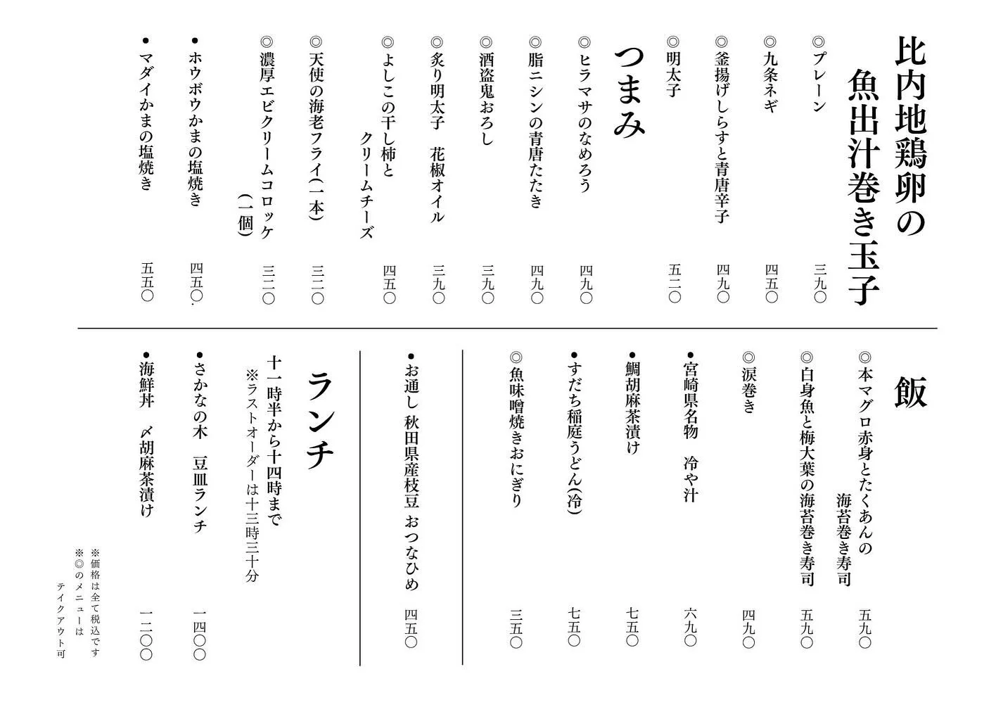 さかなの木8月6日のメニューです。