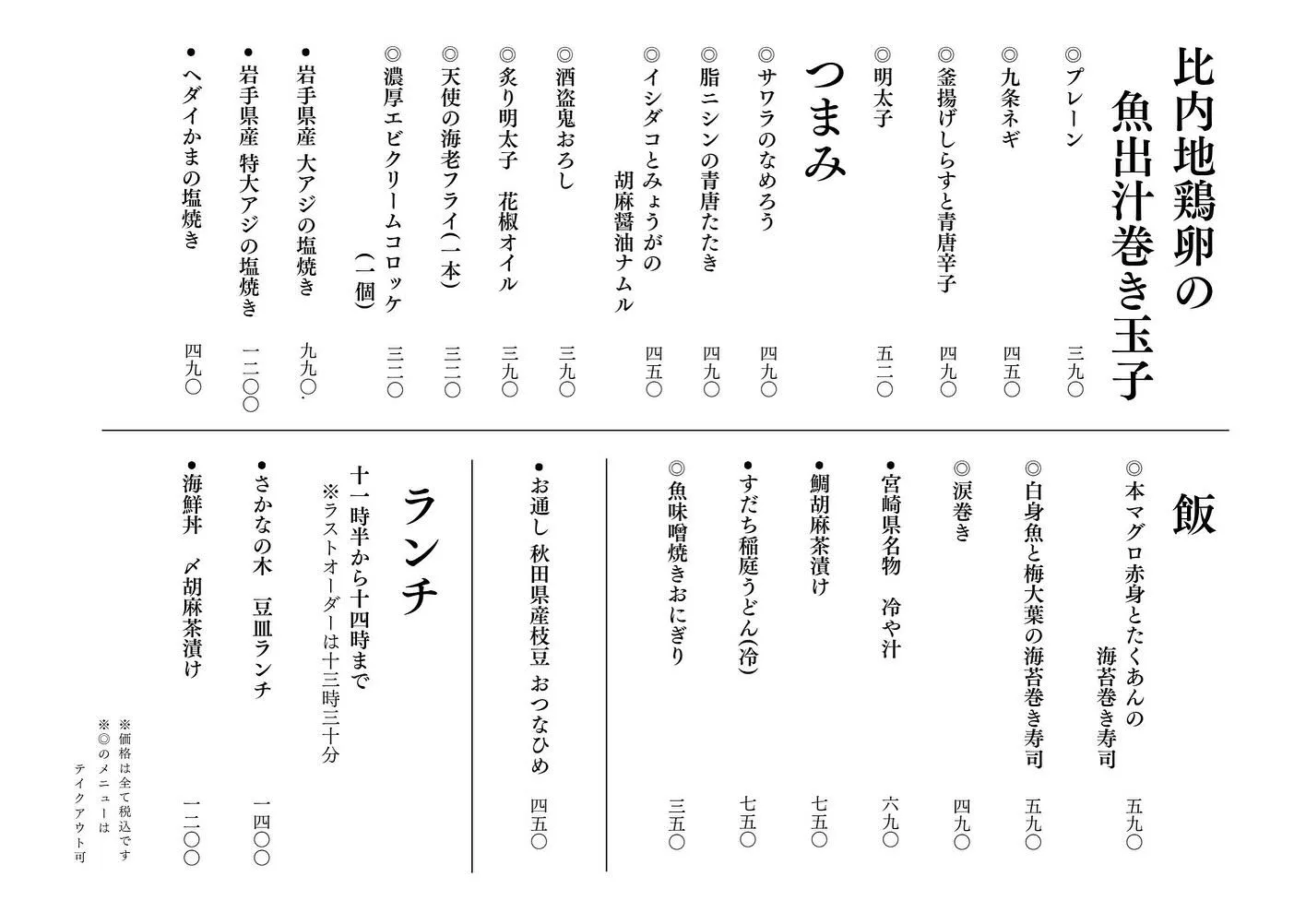 さかなの木8月9日のメニューです。