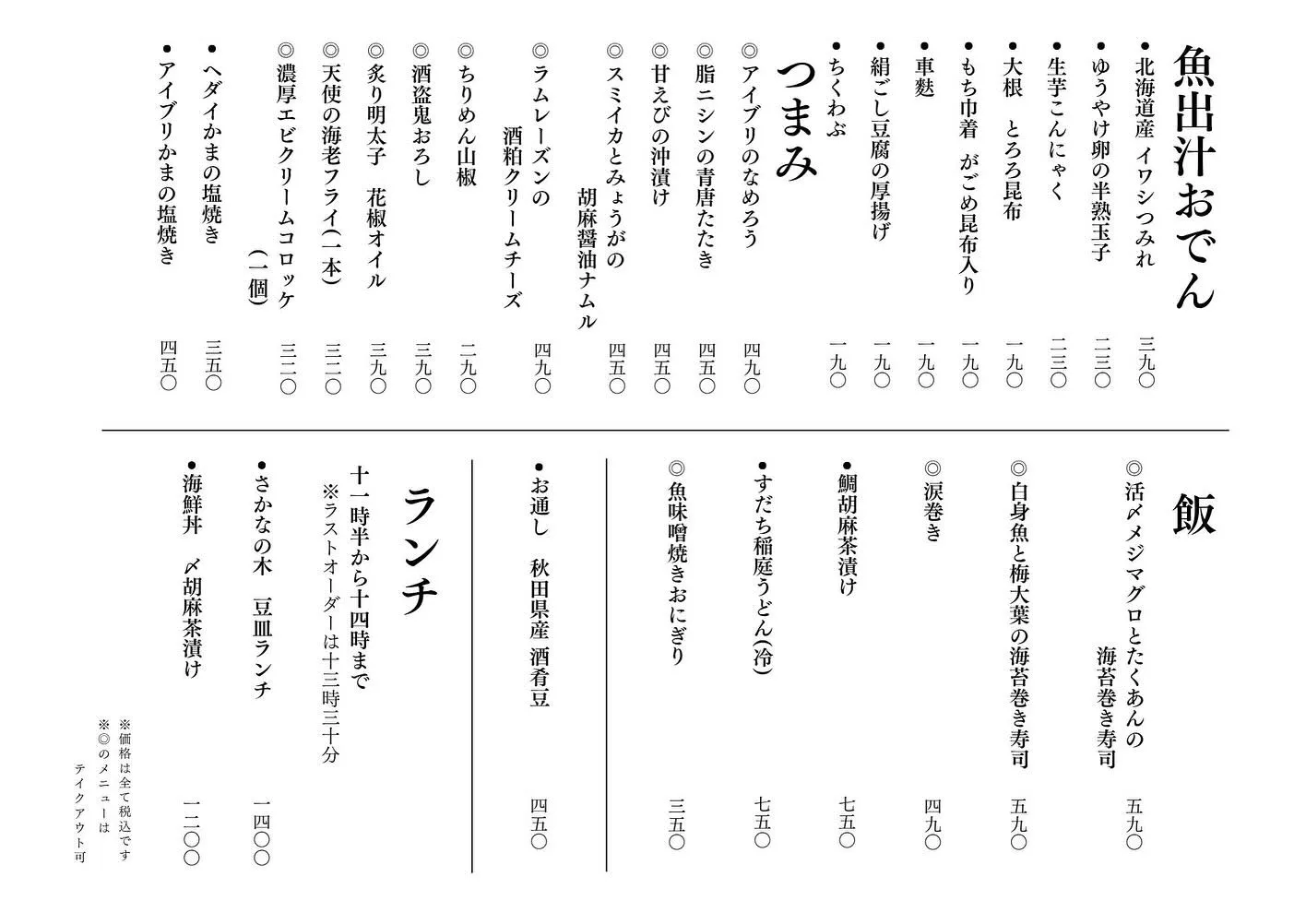 さかなの木10月7日のメニューです。