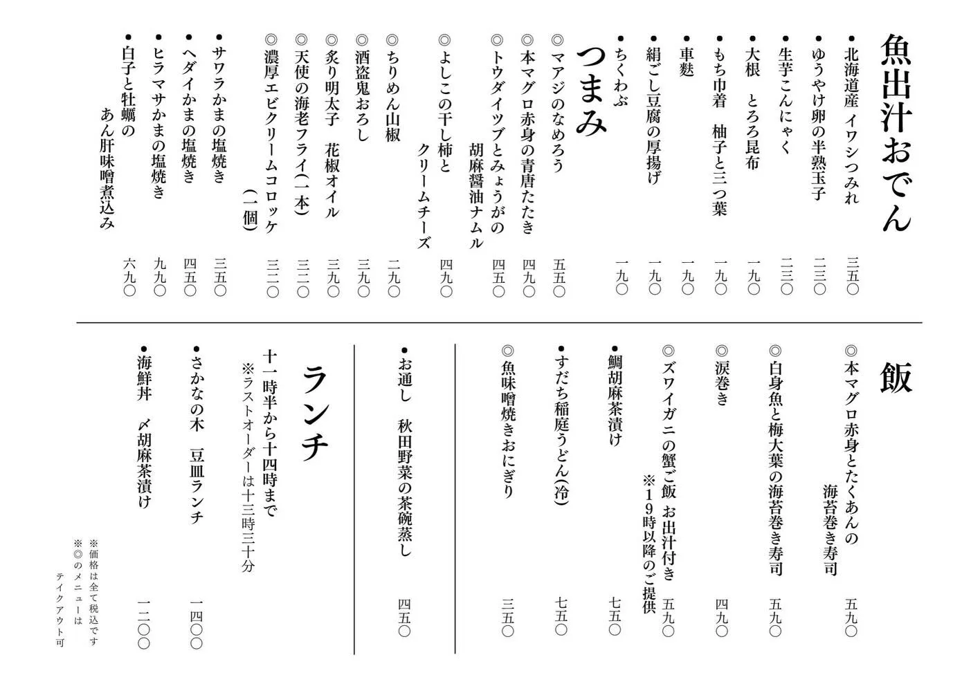 さかなの木12月3日のメニューです。