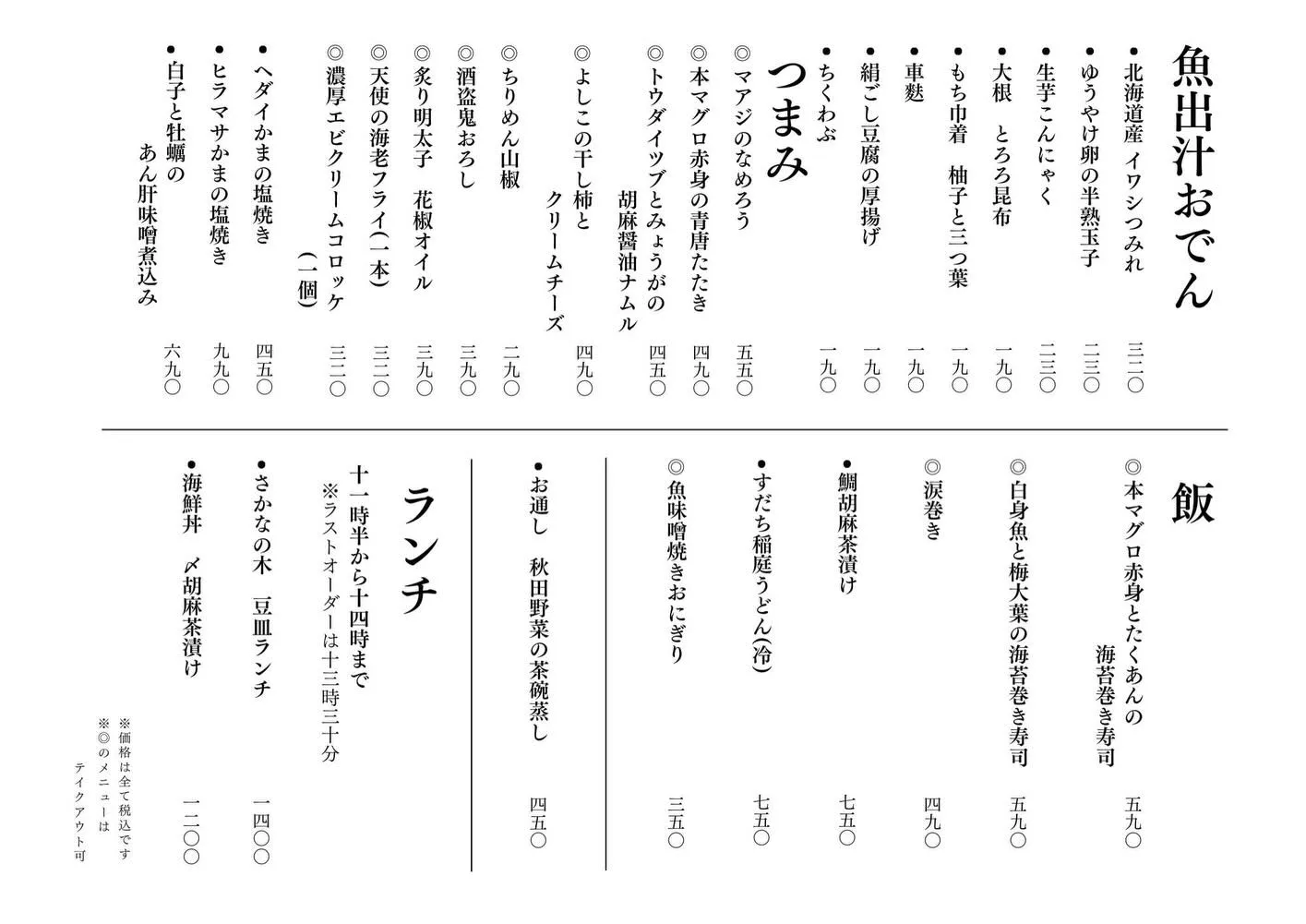さかなの木12月5日のメニューです。