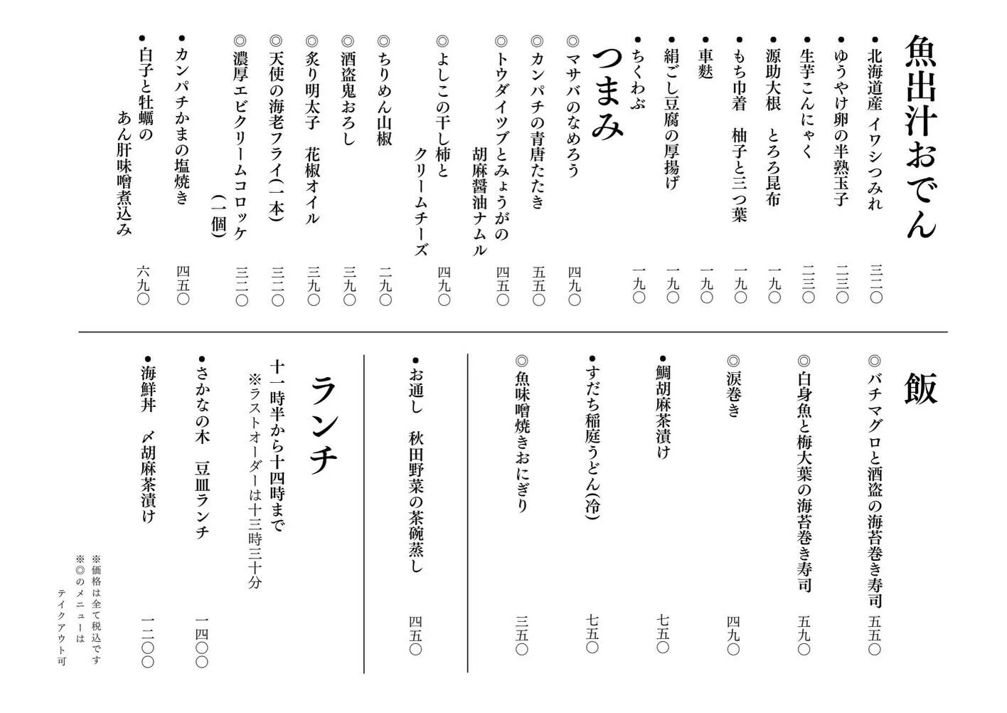 さかなの木12月8日のメニューです。