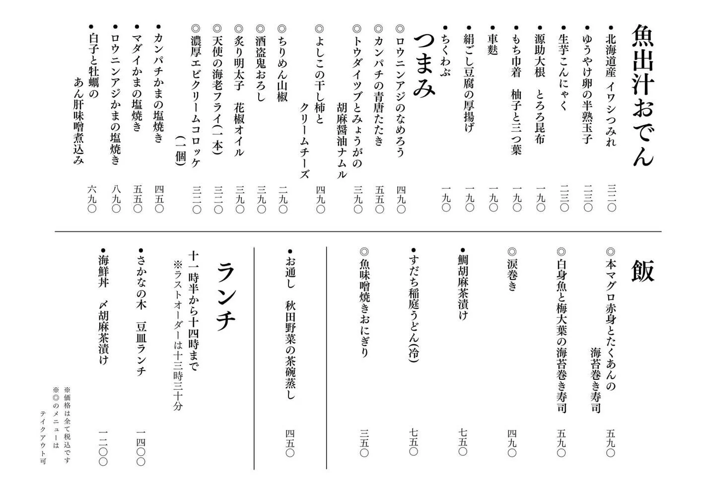 さかなの木12月9日のメニューです。