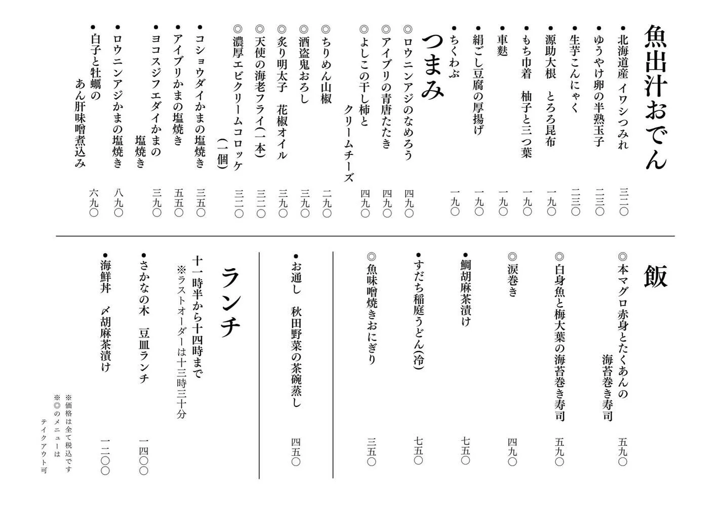 さかなの木12月12日のメニューです。