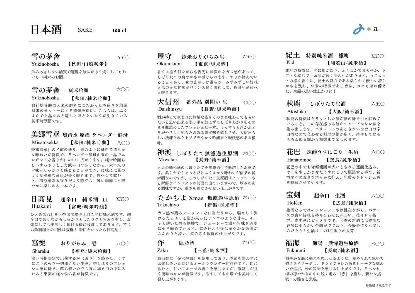 さかなの木12月24日のメニューです。