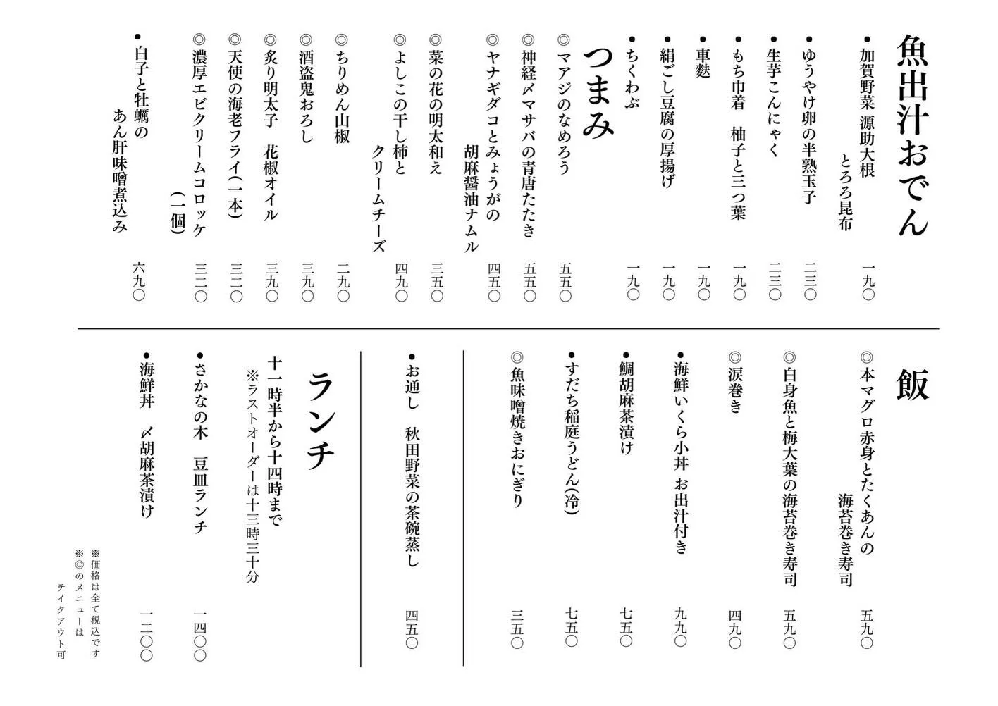 さかなの木12月30日のメニューです。
