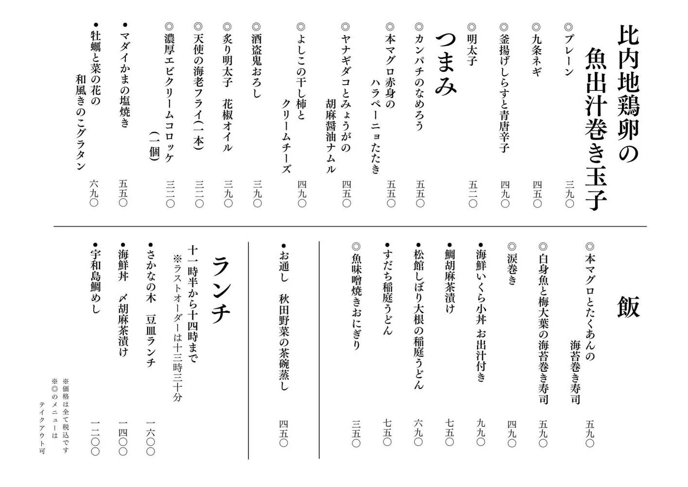 さかなの木3月5日のメニューです。