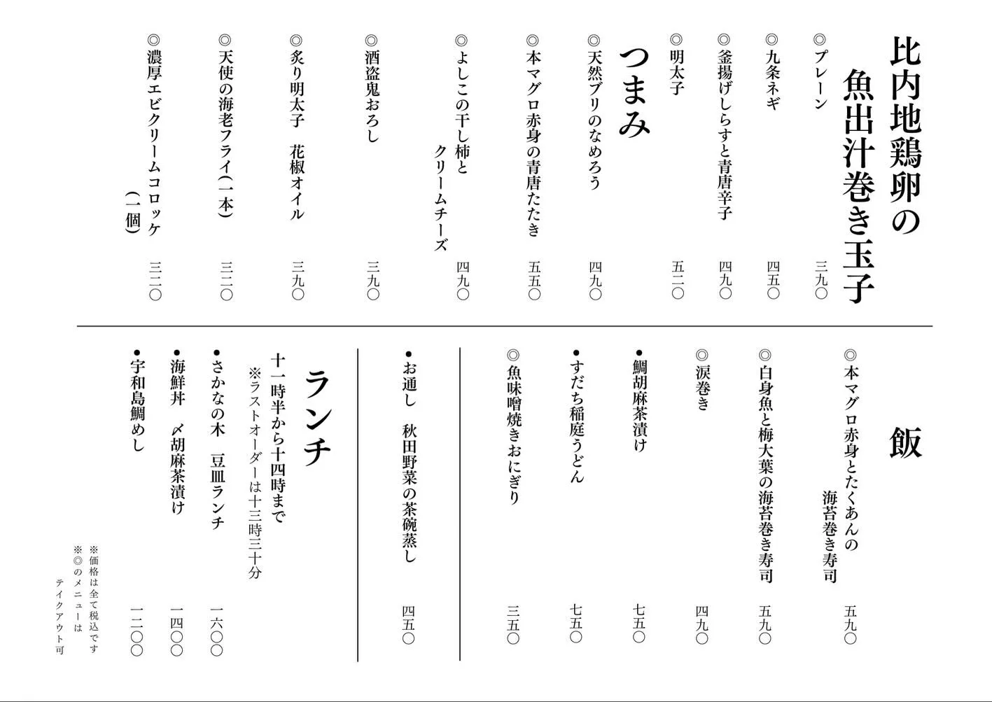 さかなの木4月1日のメニューです。