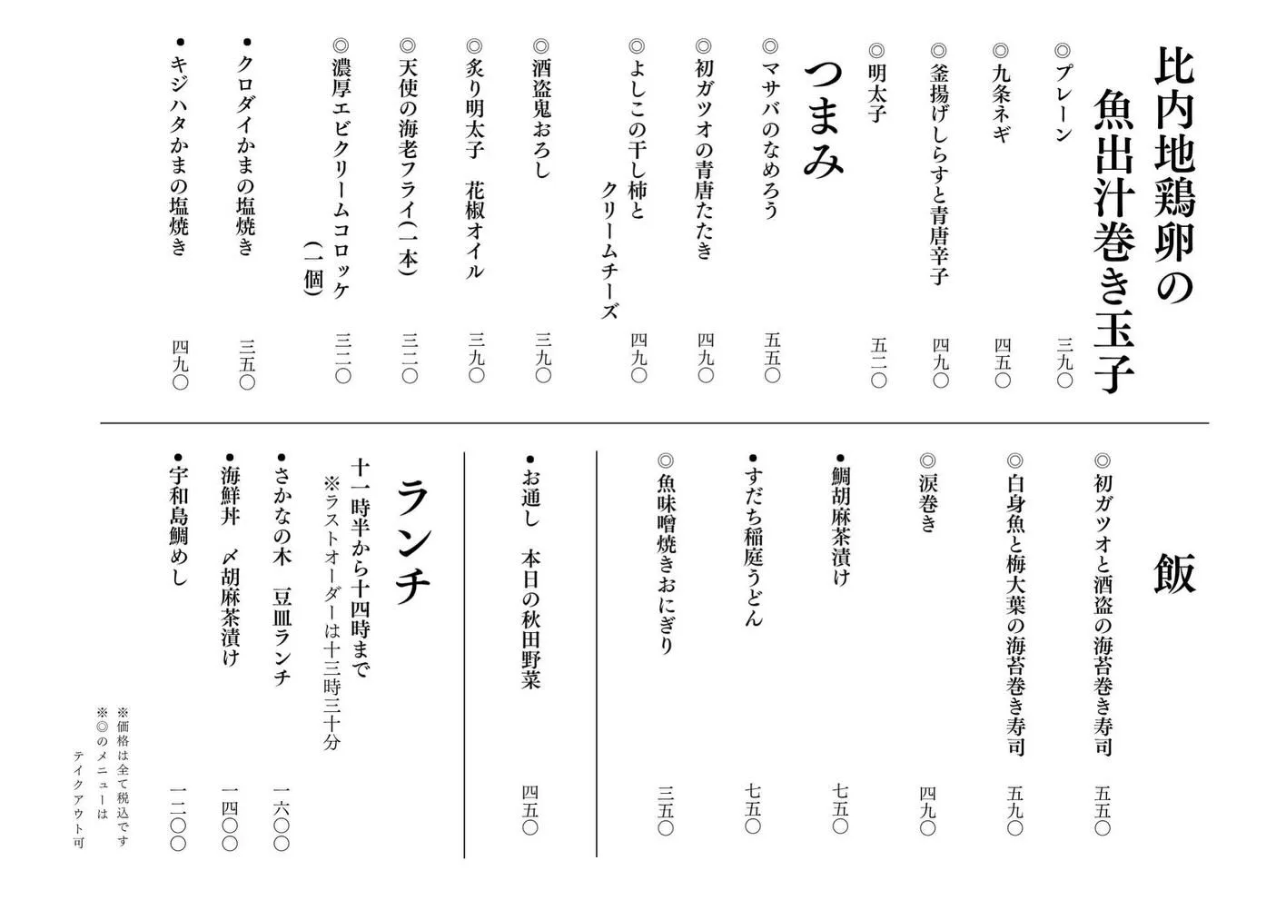 さかなの木4月15日のメニューです。