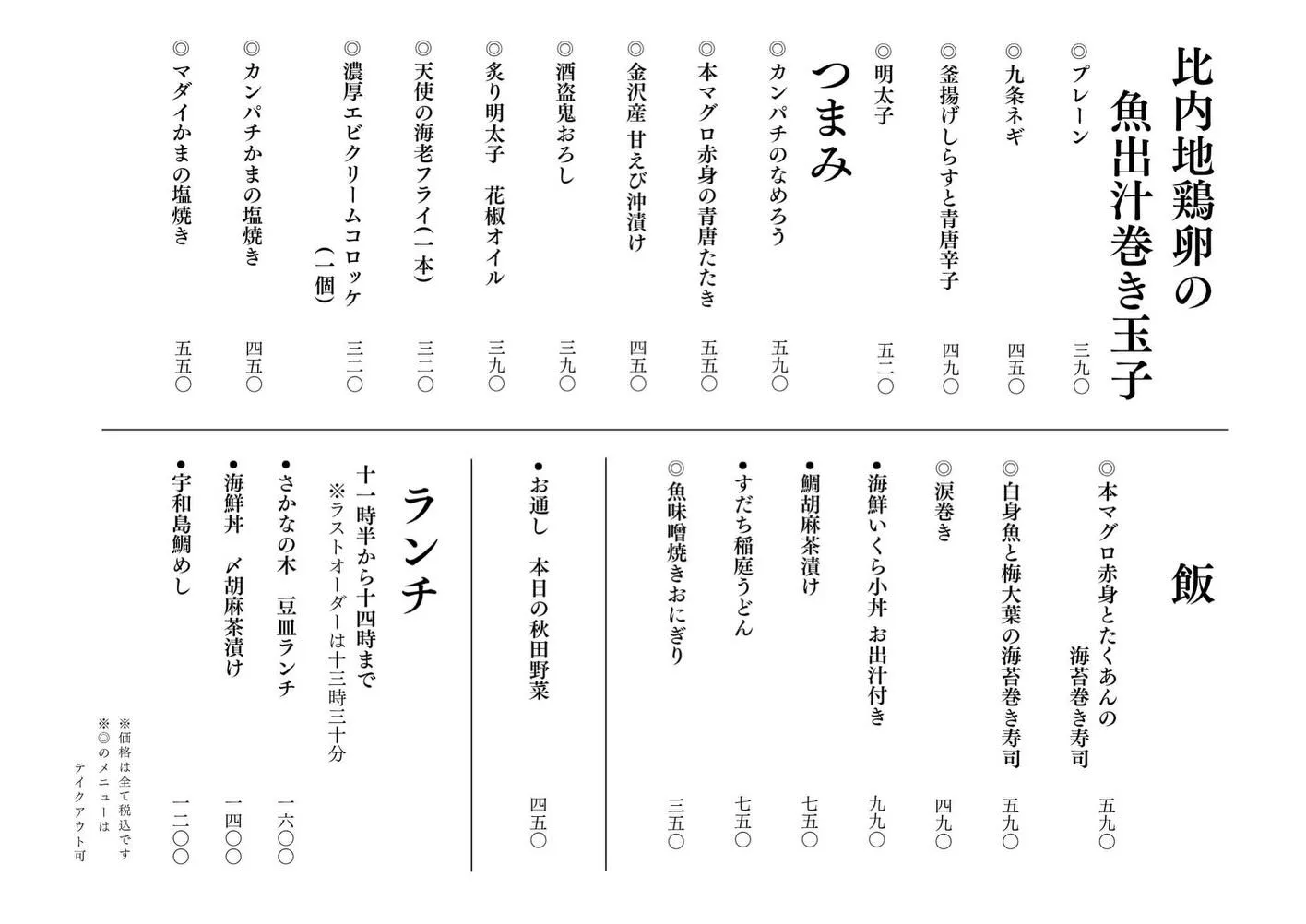 さかなの木5月2日のメニューです。