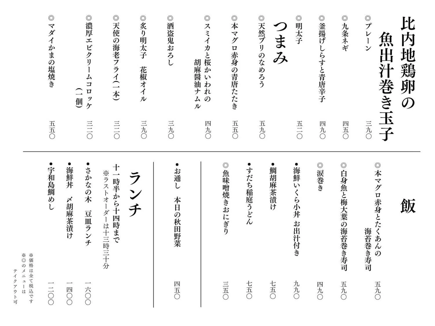 さかなの木5月7日のメニューです。