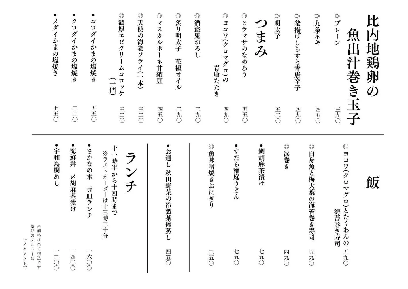 さかなの木5月14日のメニューです。
