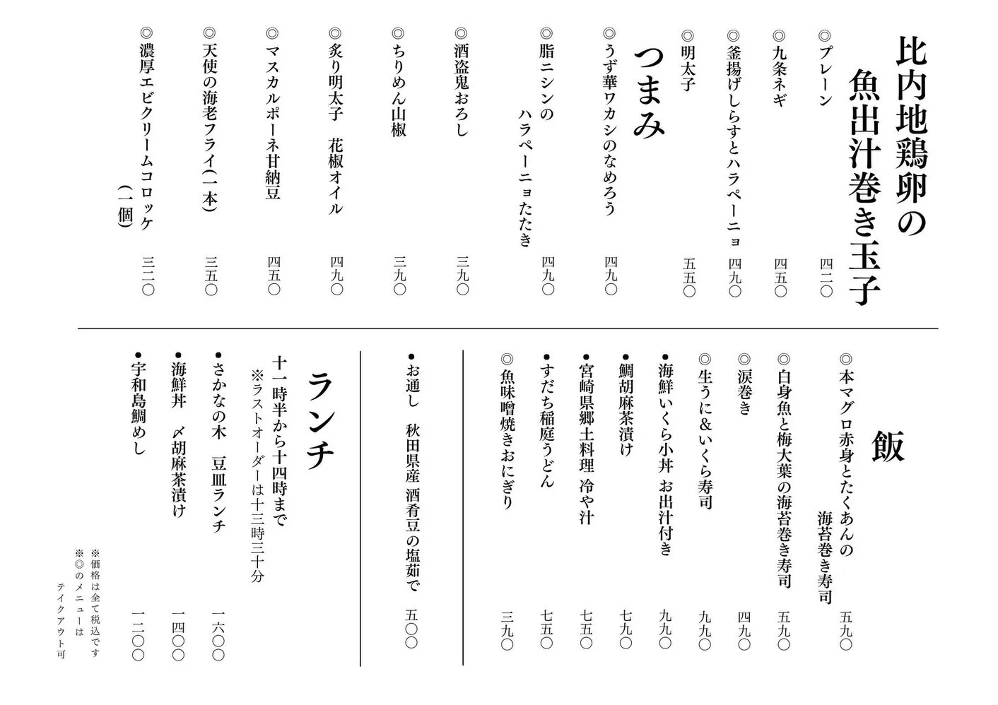 さかなの木8月8日のメニューです。