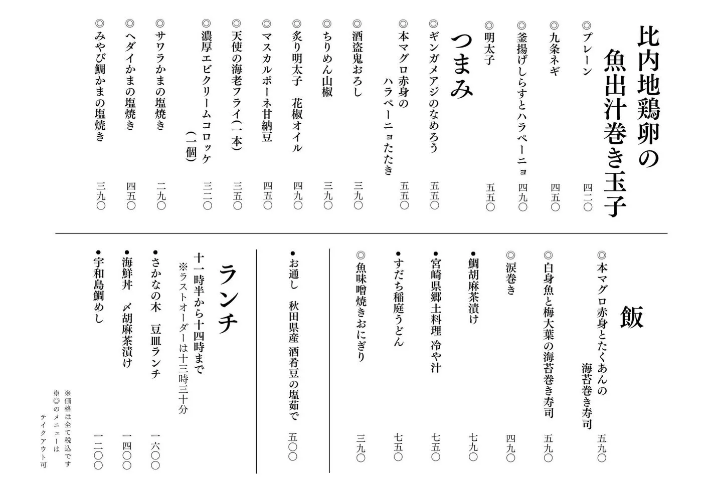 さかなの木8月12日のメニューです。