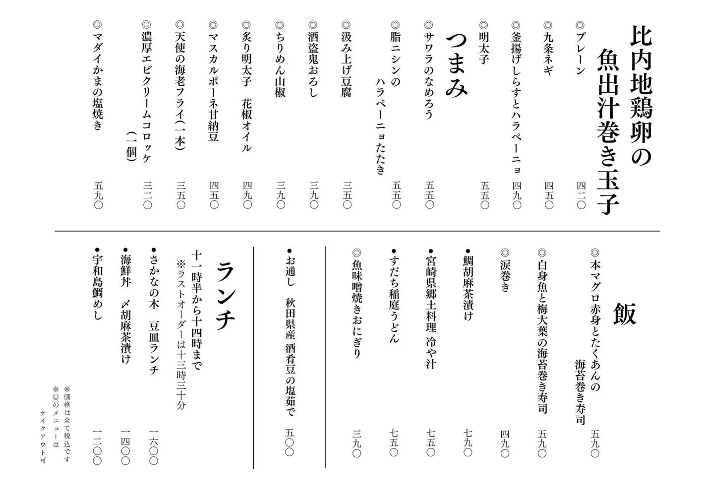 さかなの木8月20日のメニューです。