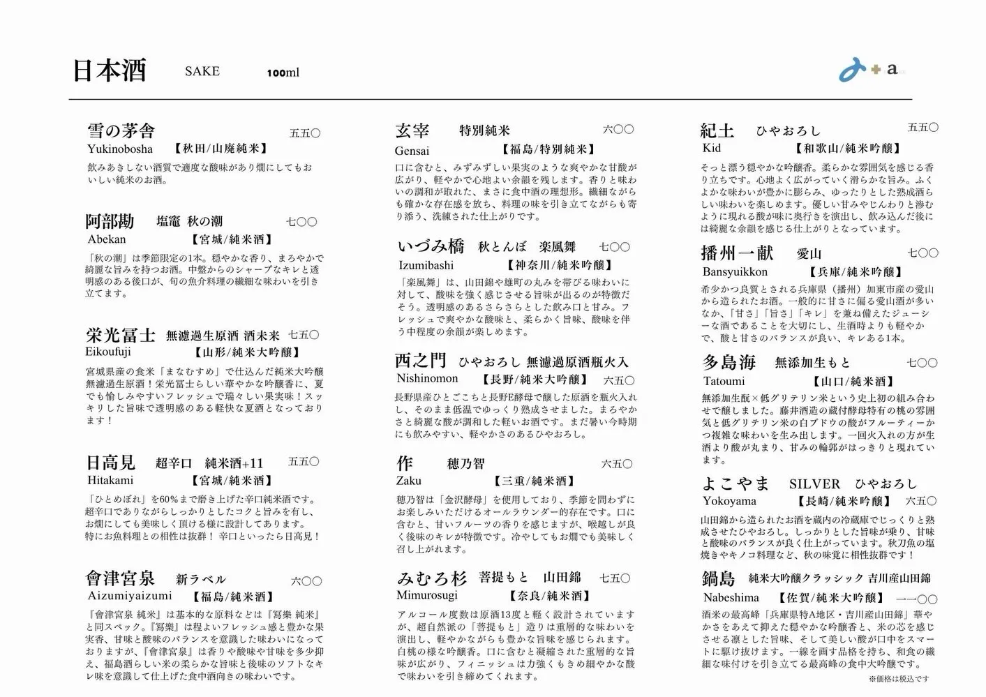 さかなの木9月5日のメニューです。
