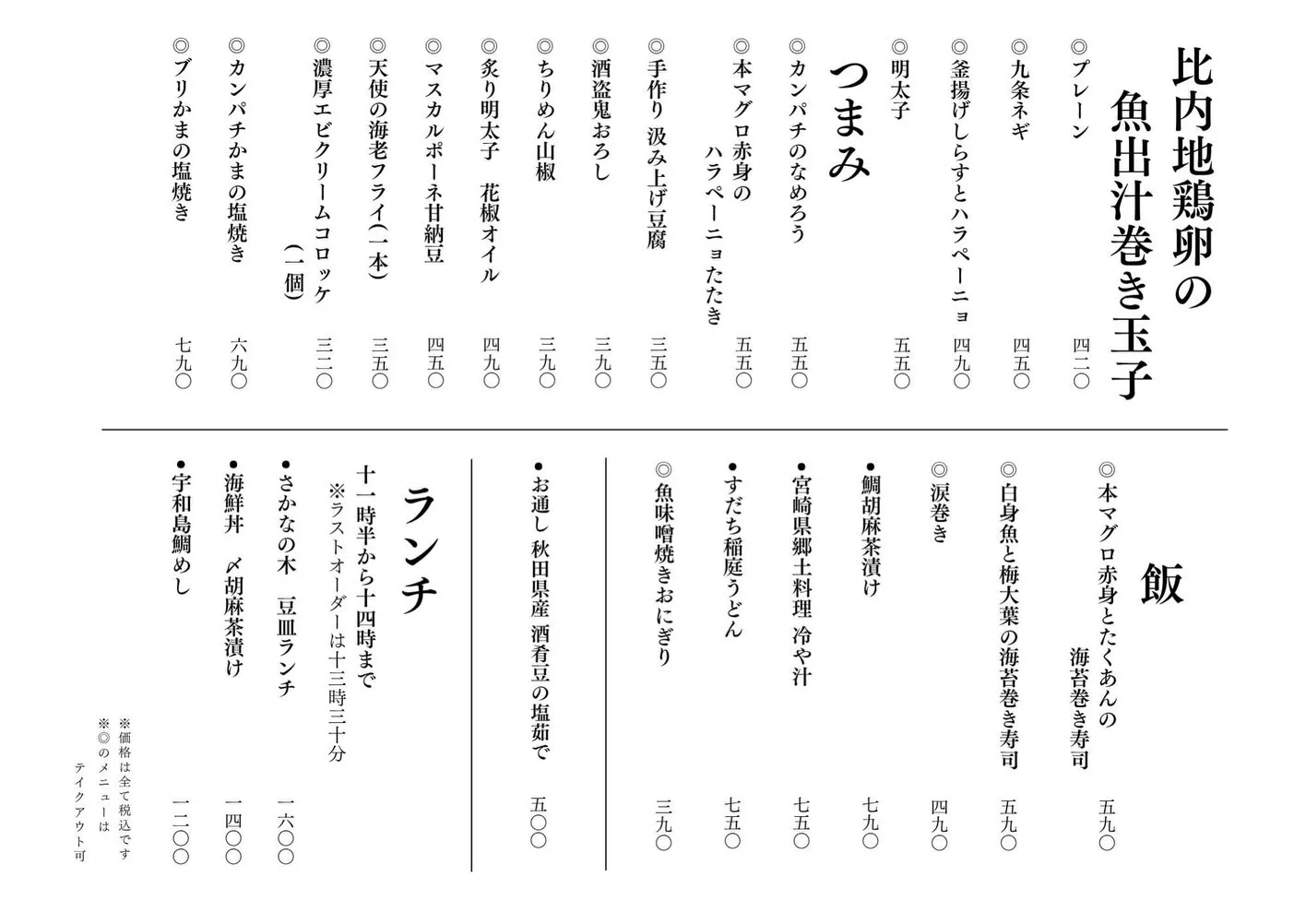 さかなの木9月7日のメニューです。