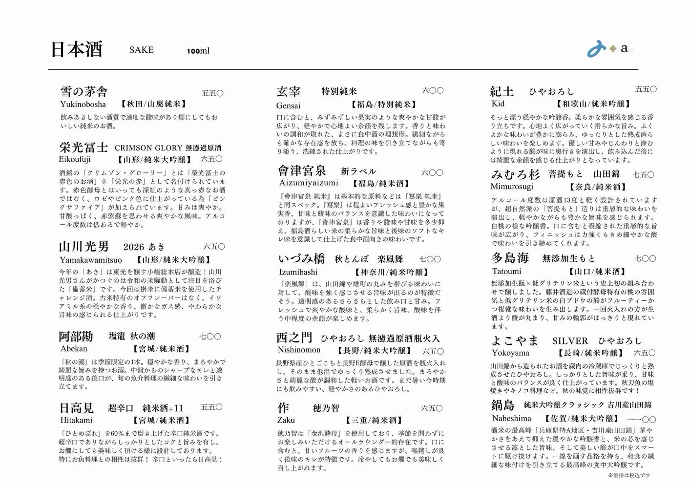 さかなの木9月7日のメニューです。