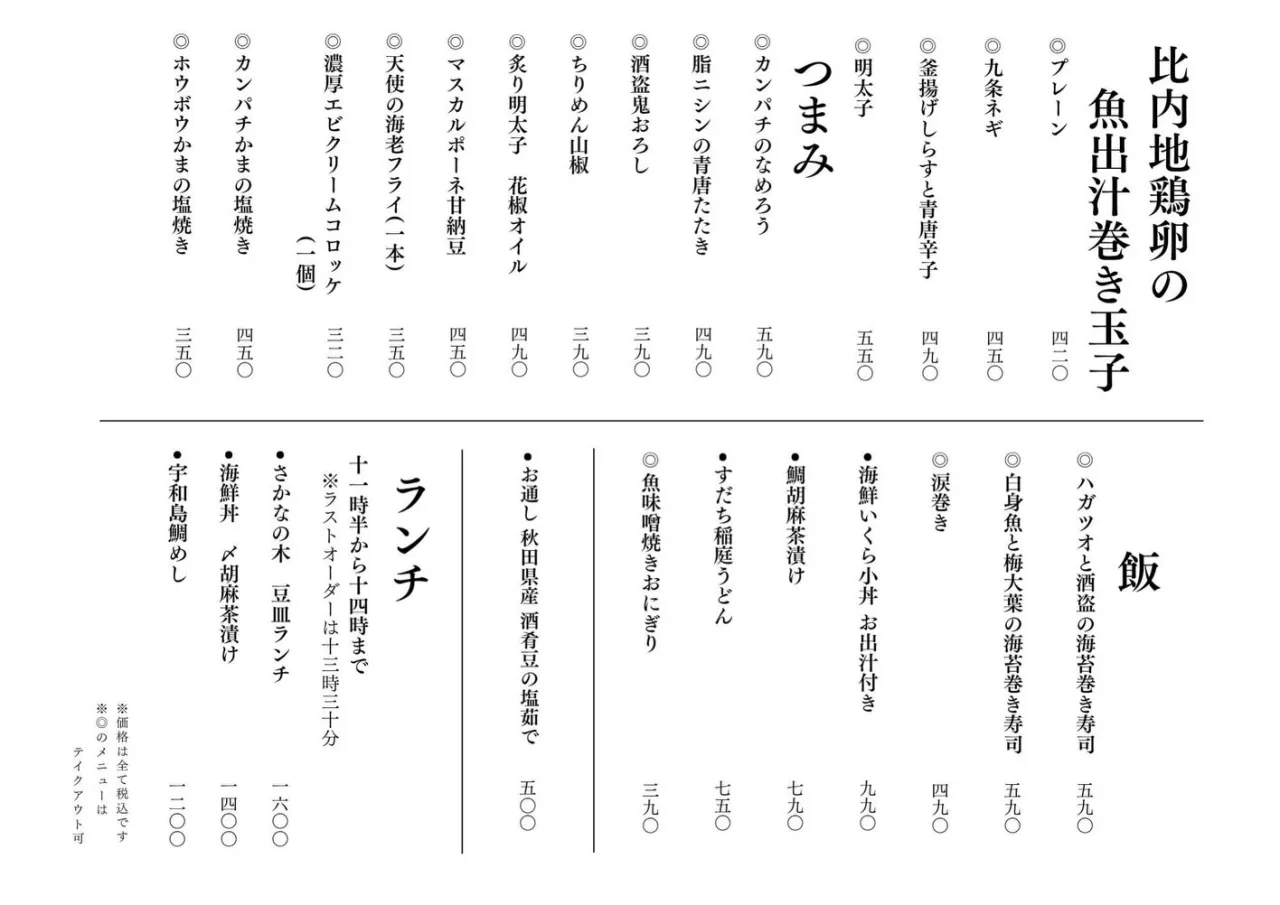 さかなの木10月1日のメニューです。