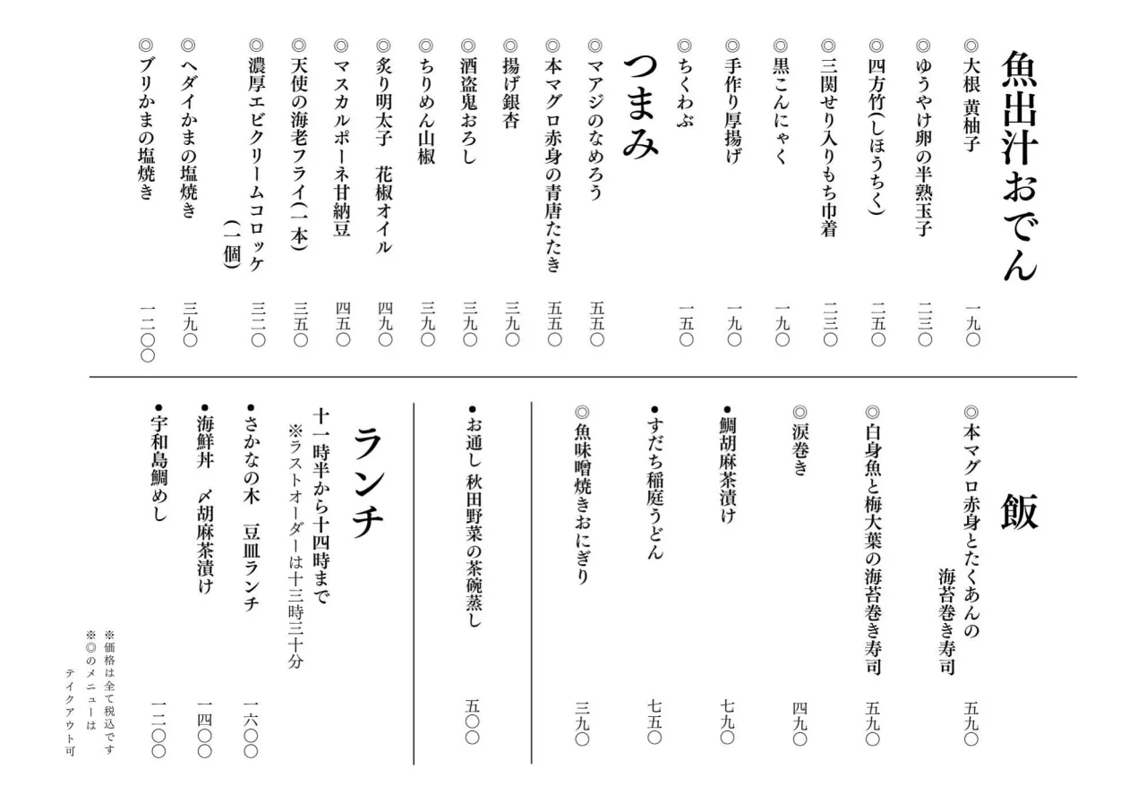 さかなの木10月29日のメニューです。
